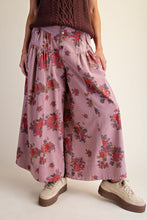 Load image into Gallery viewer, Easel Floral Print Mineral Washed Twill Pants in Mauve