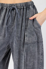 Load image into Gallery viewer, Easel Mineral Washed Terry Knit Cargo Pants in Smoke