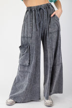 Load image into Gallery viewer, Easel Mineral Washed Terry Knit Cargo Pants in Smoke
