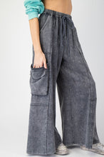 Load image into Gallery viewer, Easel Mineral Washed Terry Knit Cargo Pants in Smoke