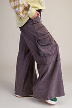 Load image into Gallery viewer, Easel Mineral Washed Terry Knit Cargo Pants in Dark Mocha ON ORDER