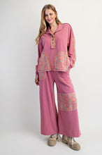 Load image into Gallery viewer, Easel Terry Knit and Floral Knit Pants in Boho Red