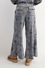 Load image into Gallery viewer, Easel Mineral Washed Terry Knit Floral Print Pants in Ash ON ORDER