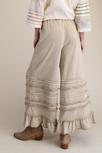 Load image into Gallery viewer, Easel Ruffle Detailed Mineral Washed Terry Knit Pants in Latte