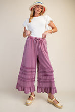 Load image into Gallery viewer, Easel Ruffle Detailed Mineral Washed Terry Knit Pants in Raspberry