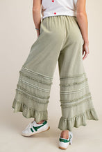 Load image into Gallery viewer, Easel Ruffle Detailed Mineral Washed Terry Knit Pants in Sage