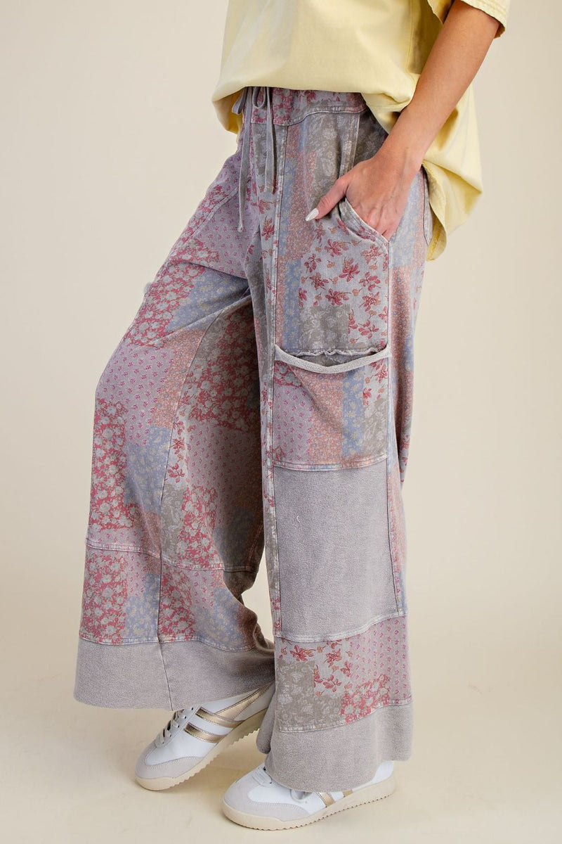 Easel Patchwork Print Pants in Ash – June Adel