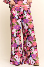 Load image into Gallery viewer, Davi & Dani Floral Print Wide Leg Pants in Berry Pink