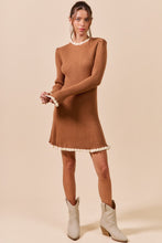 Load image into Gallery viewer, So Me FITTED Ribbed Sweater Mini Dress in Caramel