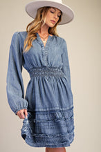 Load image into Gallery viewer, Easel Chambray Mini Dress in Washed Denim