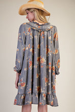 Load image into Gallery viewer, Easel Floral Print Washed Chambray Dress in Ash Denim