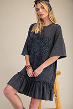 Load image into Gallery viewer, Easel Crochet Flower Casual Dress in Black