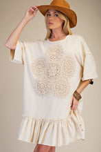 Load image into Gallery viewer, Easel Crochet Flower Casual Dress in Natural