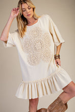 Load image into Gallery viewer, Easel Crochet Flower Casual Dress in Natural