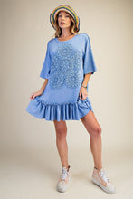 Load image into Gallery viewer, Easel Crochet Flower Casual Dress in Peri Blue