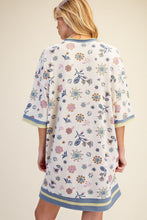 Load image into Gallery viewer, Easel Signature Floral Print Waffle Knit Dress in Lilac Blue