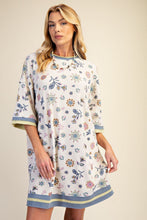 Load image into Gallery viewer, Easel Signature Floral Print Waffle Knit Dress in Lilac Blue