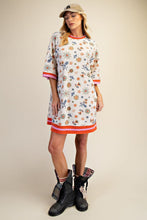 Load image into Gallery viewer, Easel Signature Floral Print Waffle Knit Dress in Sage Rust