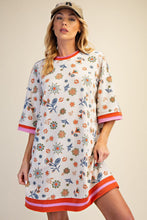Load image into Gallery viewer, Easel Signature Floral Print Waffle Knit Dress in Sage Rust
