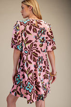 Load image into Gallery viewer, Easel Floral Print Stretch Velvet Dress in Rose Brown