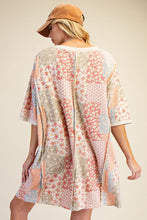 Load image into Gallery viewer, Easel Patchwork Print Dress with Patchwork Flower in Natural