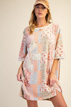 Load image into Gallery viewer, Easel Patchwork Print Dress with Patchwork Flower in Natural