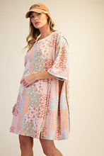 Load image into Gallery viewer, Easel Patchwork Print Dress with Patchwork Flower in Natural