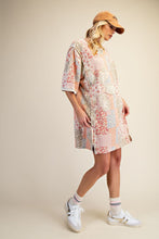 Load image into Gallery viewer, Easel Patchwork Print Dress with Patchwork Flower in Natural