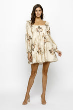 Load image into Gallery viewer, Storia Rose Print And Embossed Baby Doll Dress in Beige Floral