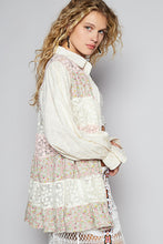 Load image into Gallery viewer, POL A Line Floral Print and Lace Patch Top in Cream Multi