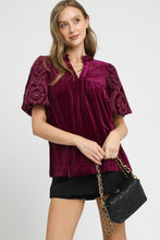 Load image into Gallery viewer, Umgee Solid Color Top with Embroidered Sleeves in Wine