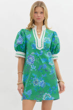 Load image into Gallery viewer, Entro A-Line Floral Print Mini Dress in Green