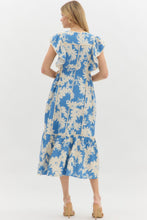 Load image into Gallery viewer, Entro Botanical Floral Print Midi Dress in Blue