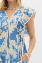 Load image into Gallery viewer, Entro Botanical Floral Print Midi Dress in Blue