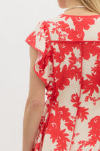 Load image into Gallery viewer, Entro Botanical Floral Print Midi Dress in Red