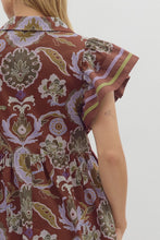 Load image into Gallery viewer, Entro Multi Mixed Print Midi Dress in Red Bean