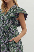 Load image into Gallery viewer, Entro Multi Mixed Print Midi Dress in Green