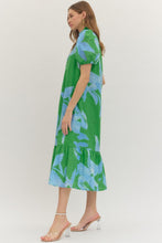 Load image into Gallery viewer, entro Botanical Floral Print Midi Dress in Green