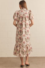 Load image into Gallery viewer, Entro Floral Print Puff Sleeve Midi Dress in Ecru