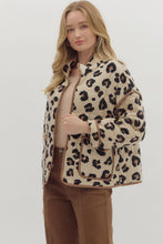 Load image into Gallery viewer, Entro Leopard Print Quilted Puff Jacket in Animal