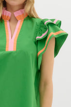 Load image into Gallery viewer, Entro Solid Color Top with Multi Color Stripe Details in Green