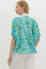 Load image into Gallery viewer, Entro Bright Floral Print Dolman Top in Green Aqua
