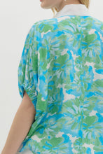 Load image into Gallery viewer, Entro Bright Floral Print Dolman Top in Green Aqua