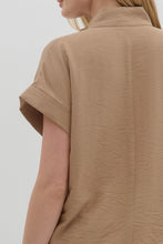 Load image into Gallery viewer, Entro Lightweight Solid Color Top with Lace Crochet Details in Taupe