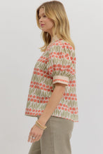 Load image into Gallery viewer, Entro Floral Pattern Top with Scallop Trim Embellishment in Ecru