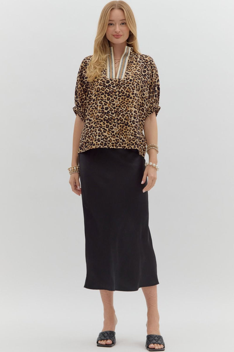 Entro Leopard Print Dolman Top in Camel – June Adel