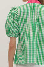 Load image into Gallery viewer, entro Classic Gingham Ruffle Top in Green