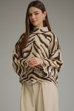 Load image into Gallery viewer, Entro Animal Print Scallop Trim Mock Neck Sweater in Oatmeal