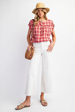 Load image into Gallery viewer, Easel Plaid Pattern Top in Hot Pink Shirts & Tops Easel