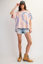 Load image into Gallery viewer, Easel OVERSIZED Knit Top with Denim Heart Patches in Dusty Rose